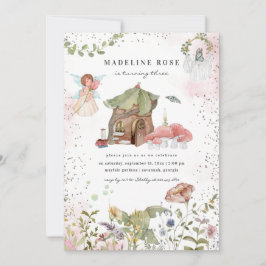 Magic Blommigt Fairy Princess Födelsedagsfest Inbjudningar