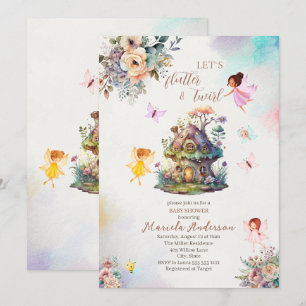 Magic Blommigt Fairy Princess vattencolor Baby Sho Inbjudningar
