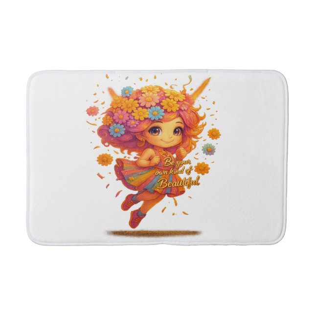 Magic Blommigt Girl Bath Mat - Var ljus, var döend Badrumsmatta (Framsidan)
