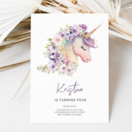 Magic Blommigt Unicorn Birthday-inbjudan Inbjudningar