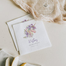 Magic Blommigt Unicorn Birthday Napkins