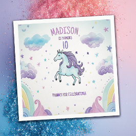 Magic Blue and Lila Unicorn Birthday Pappersservett
