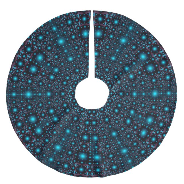 Magic Blue Glow Mandala Julgransmatta Borstad Polyester (Framsidan)