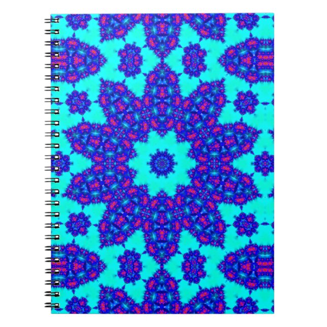 Magic Blue kaleidoscope blomstrad Anteckningsbok (Framsidan)