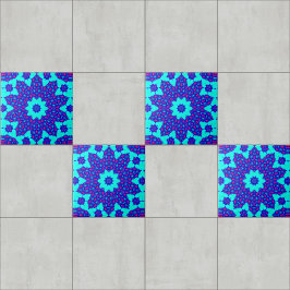 Magic Blue kaleidoscope blomstrad Kakelplatta