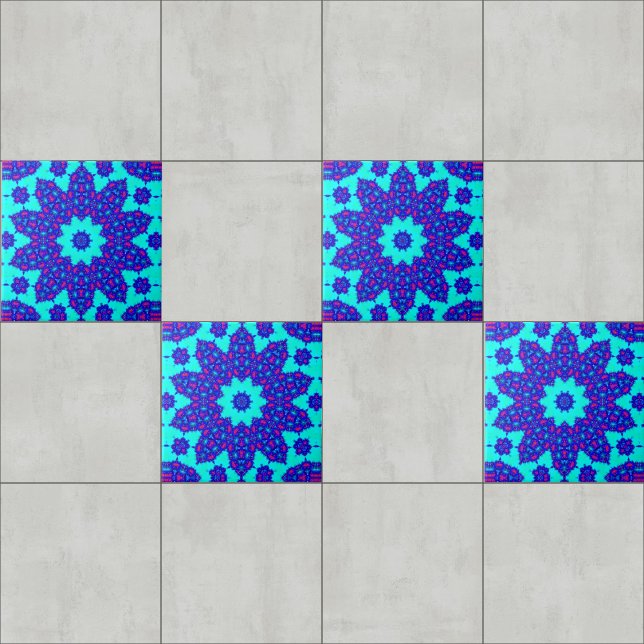 Magic Blue kaleidoscope blomstrad Kakelplatta (Skapare uppladdad)