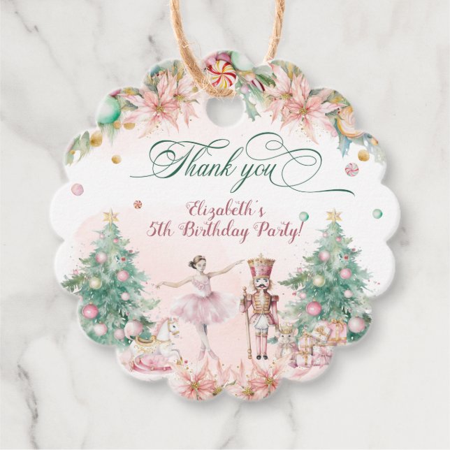 Magic Blus Nutcracker Girl Birthday Blommigt Gåvor Etiketter (Framsida)