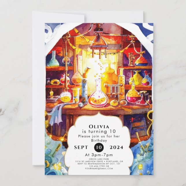 Magic Boho Lab Scientist Birthday Inbjudningar (Framsida)