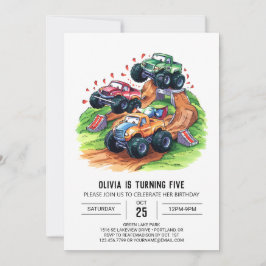 Magic Boho Monster Lastbil Birthday Inbjudningar