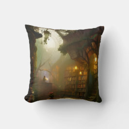 Magic Bookstore Fantasy Art Kudde