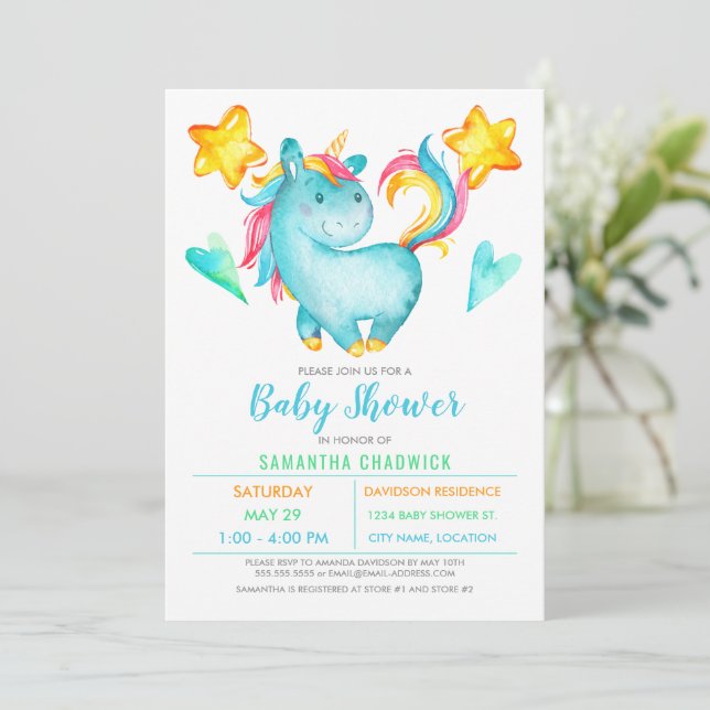 Magic Boys Unicorn Baby Shower Inbjudningar (Stående Fram)
