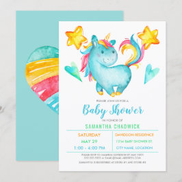 Magic Boys Unicorn Baby Shower Inbjudningar