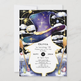 Magic Broom Roligt Wizard Birthday Inbjudningar