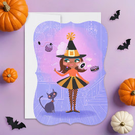 Magic Brown Hair Witch Lavender & Rosa DIY Blank Inbjudningar