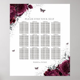 Magic Burgundy Ro Bröllop-sätesdiagram Poster