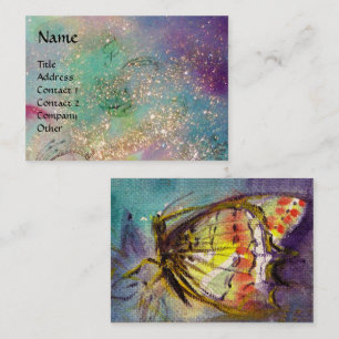 MAGIC BUTTERFLY Blue Grönt Gult Guld Sparkles Visitkort
