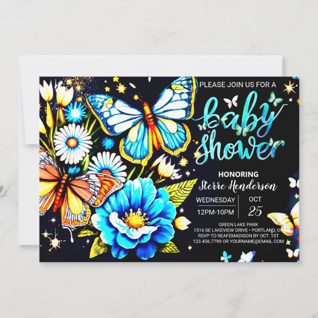 Magic Butterfly Moments Boy Shower Inbjudningar (Framsida)