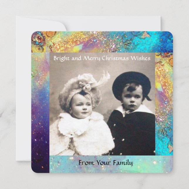 MAGIC BUTTERFLY PLANT GULD BLUE SPARKLES Jul Julkort (Framsida)