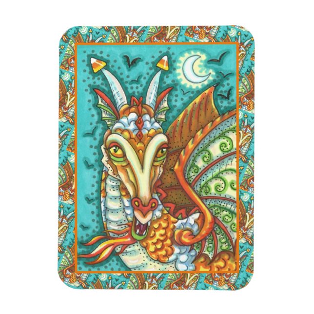 MAGIC CANDY CORN DRAGON, HALLOWEEN FANTASY BEAST MAGNET (Vertikal)