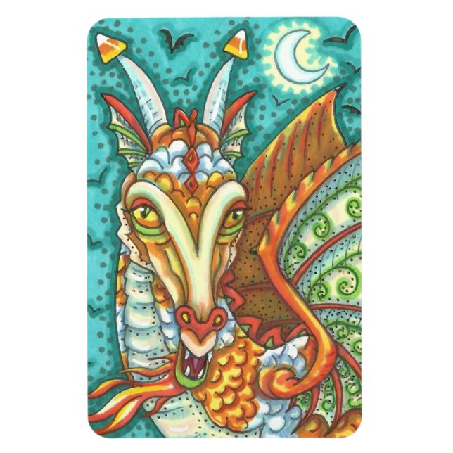 MAGIC CANDY CORN DRAGON, HALLOWEEN FANTASY BEAST MAGNET (Vertikal)