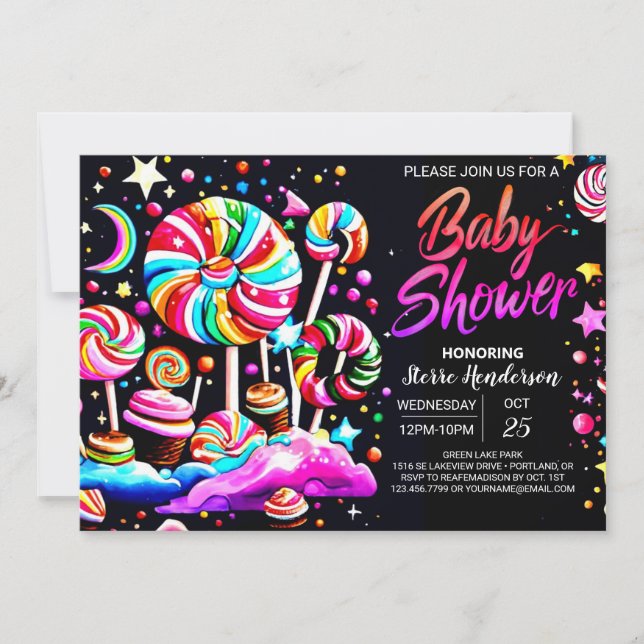 Magic Candyland Baby Shower Inbjudningar (Framsida)
