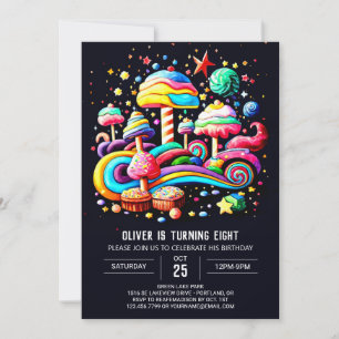 Magic Candyland Birthday Inbjudningar