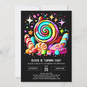 Magic Candyland Colorful Birthday Inbjudningar