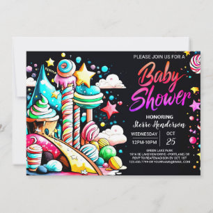 Magic Candyland Extravaganza Baby Shower Inbjudningar