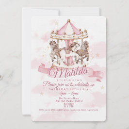 🎠 ✨ Magic Carousel Horse Birthday-inbjudan Inbjudningar