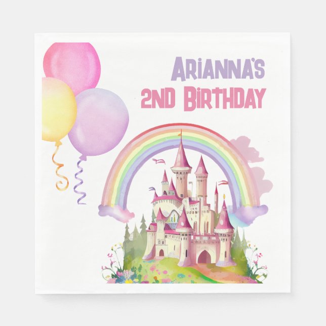 Magic Castle Balloons Little Girl's 2nd Birthday Pappersservett (Framsidan)