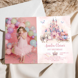 Magic Castle Unicorn Princess Birthday Photo Inbjudningar