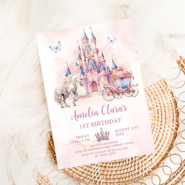 Magic Castle Unicorn Princess Girl Birthday Inbjudningar (Skapare uppladdad)