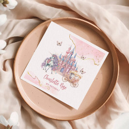 Magic Castle Unicorn Rosa Princess 1:a födelsedage Pappersservett