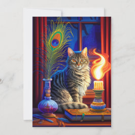 Magic Cat and Swing Ghost Halloween Inbjudningar