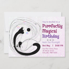 Magic Cat Moonlight Birthday Inbjudningar