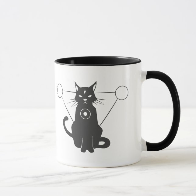 Magic cat silhouette - Välj bakgrund färg Mugg (Höger)