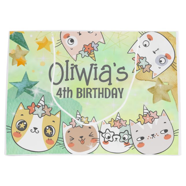 Magic caticorn-födelsedag Large Gift Bag (Framsidan)