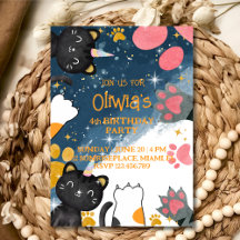 Magic caticorn-födelsedagsinbjudan