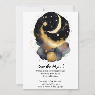 Magic Celestial Baby Shower Måne Stars Theme Inbjudningar