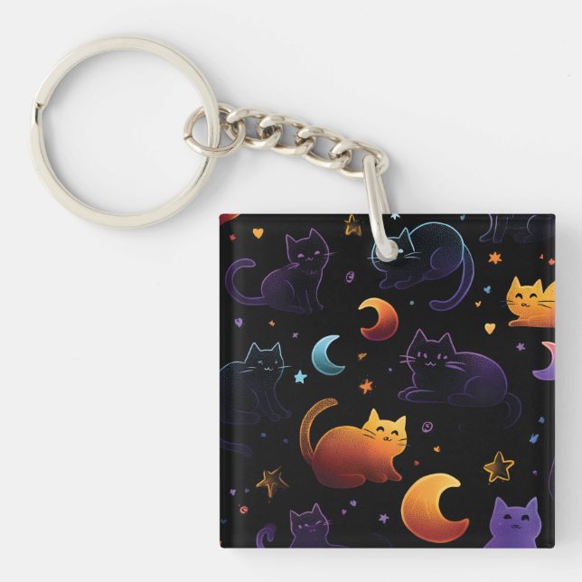 Magic Celestial Cat Mönster med Måne (Framsidan)