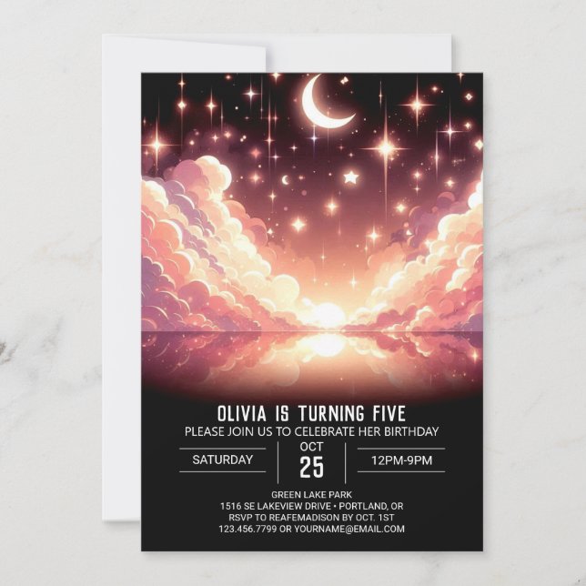 Magic Celestial Digital Birthday Inbjudningar (Framsida)
