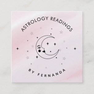 Magic Celestial Måne Rosa Gnistra Astrology Fyrkantigt Visitkort