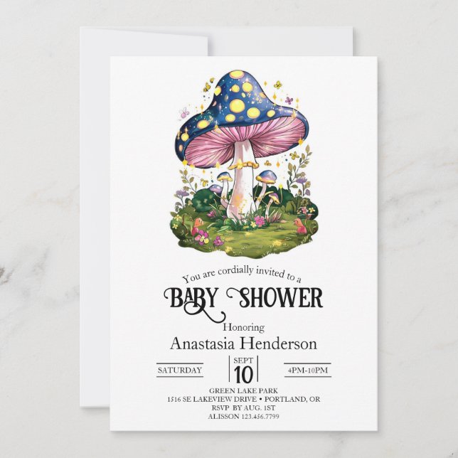 Magic Charming Mushroom Baby Shower Inbjudningar (Framsida)