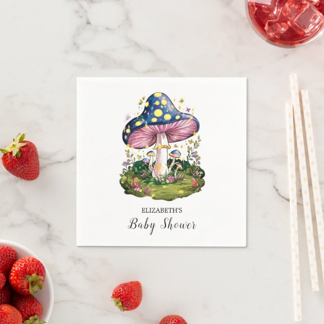 Magic Charming Mushroom Baby Shower Pappersservett (Insitu)