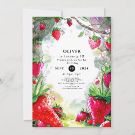 Magic Charming Strawberry Birthday Inbjudningar