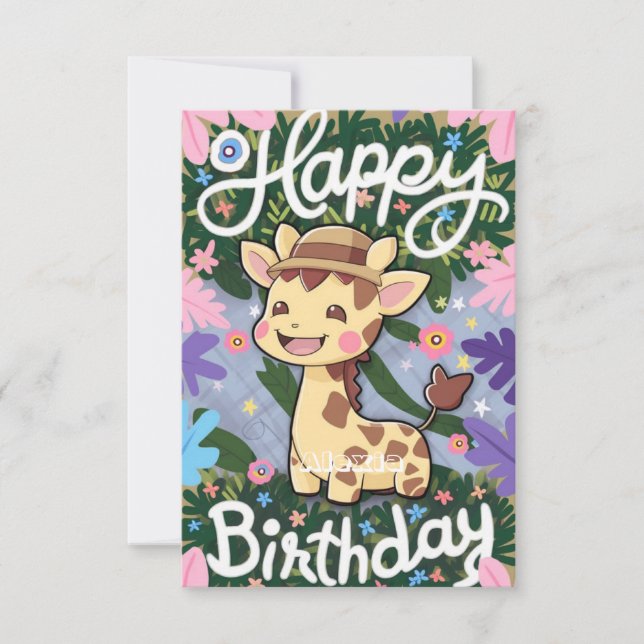 Magic Children Giraffe Birthday Kort (Framsida)