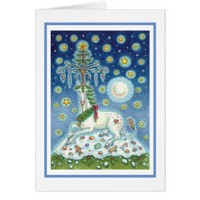 MAGIC CHRISTMAS UNICORN JULHÄLSNINGAR CARD B OBS KORT (Framsidan)