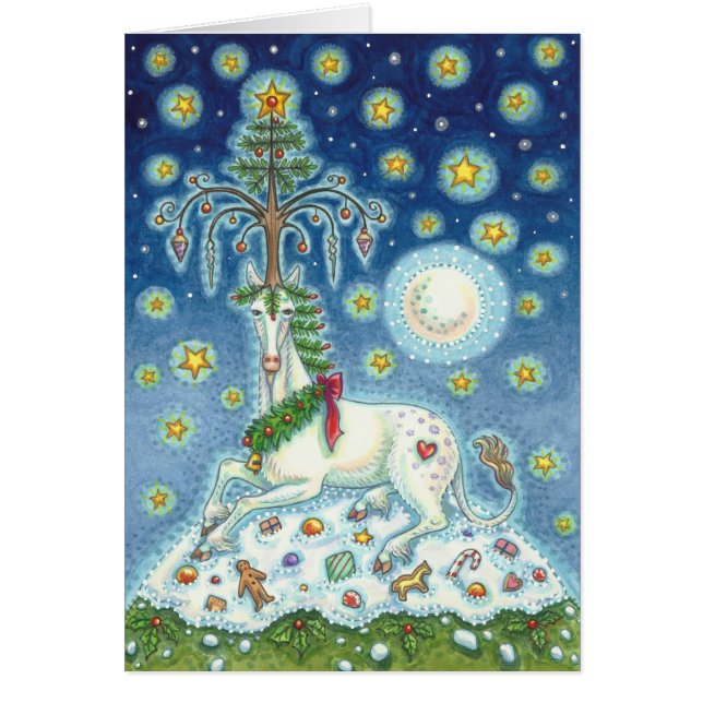 MAGIC CHRISTMAS UNICORN JULHÄLSNINGAR CARD B OBS KORT (Framsidan)