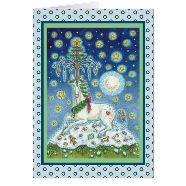 MAGIC CHRISTMAS UNICORN JULHÄLSNINGAR KORT V (Framsidan)