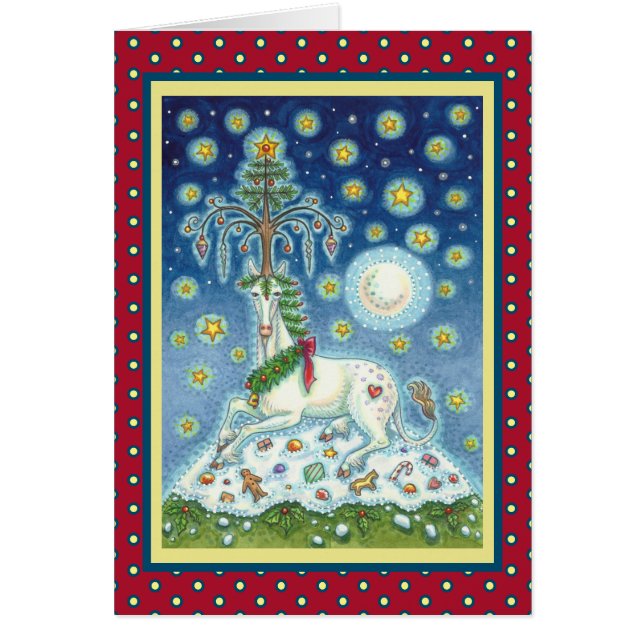 MAGIC CHRISTMAS UNICORN JULHÄLSNINGAR KORT V (Framsidan)
